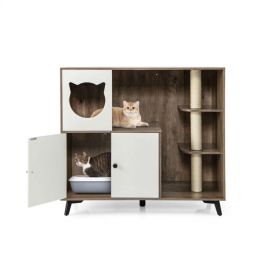 Cat Litter box with Cat scratching post, Cat Apartment, Cat House, locker (Option: as picture)