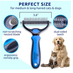 Blue pat your pet hair removal dog brush for hair removal - indoor cats use cat brush, long and short haired dogs use double-sided cat brush for (Option: default title)