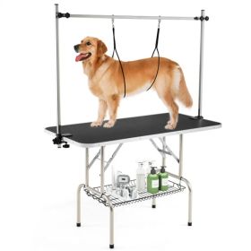 Foldable Pet Grooming Table with Adjustable H-shaped Arms, 330 LBS Capacity for Small-Large Dogs (Option: default title)