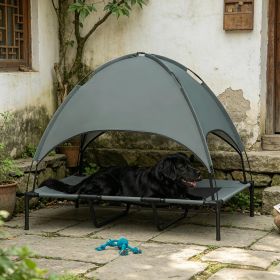 48" x 36" Elevated Portable Dog Cot Cooling Pet Bed with UV Protection Canopy Shade (Main Color: Black+Grey, Main Material: Steel+Oxford fabric)