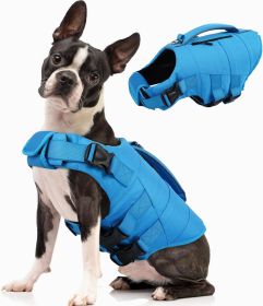 Dog Life Jacket, High Flotation Dog Life Vest for Swimming Boating, Adjustable Small Medium Large Dogs Swim Vest with Rescue Handle and Pocket (size: Blue  X-Small)