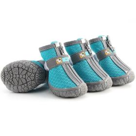 Non Slip Dog Shoes Warm Plush Lining Breathable Pet Boots for Paw Protection (Color / Size: Lake blue / 5 Fit width4.5-4.7cm)