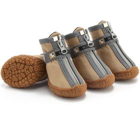 Non Slip Dog Shoes Warm Plush Lining Breathable Pet Boots for Paw Protection (Color / Size: YELLOW / 4 Fit width4-4.2cm)