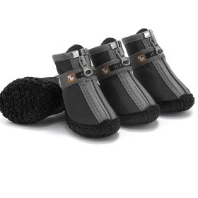 Non Slip Dog Shoes Warm Plush Lining Breathable Pet Boots for Paw Protection (Color / Size: black / 4 Fit width4-4.2cm)