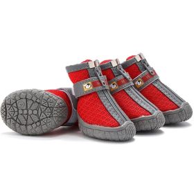 Non Slip Dog Shoes Warm Plush Lining Breathable Pet Boots for Paw Protection (Color / Size: Red / 3 Fit width3.5-3.7cm)