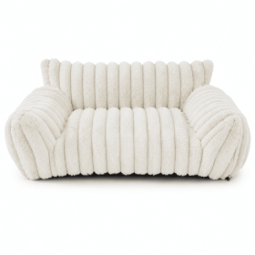 Cute Cat Couch for Pets - Fluffy Cat beds with Premium Soft Corduroy Fleece, Fuzzy Cats beds for Indoor Cats with Removable Washable Cover (Color: White, size: S)