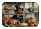Yorkie Fall Kitchen Pumpkins Dish Drying Mat Absorbent Dish Drying Mat Pad for Kitchen Counter Dish Drainer Mat for Countertop, 14 x 21", Multicolor