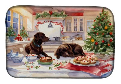 Labrador Retriever Christmas Cookies Dish Drying Mat Absorbent Dish Drying Mat Pad for Kitchen Counter Dish Drainer Mat for Countertop, 14 x 21" (default: Default)
