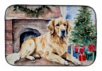 Golden Retriever Cozy Christmas Dish Drying Mat Absorbent Dish Drying Mat Pad for Kitchen Counter Dish Drainer Mat for Countertop, 14 x 21"