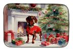 Dachshund Cozy Christmas Dish Drying Mat Absorbent Dish Drying Mat Pad for Kitchen Counter Dish Drainer Mat for Countertop, 14 x 21", Multicolor