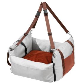 Dog Car Seat, Waterproof Dog Booster Seat for Car with Side Handles and A Storage Pocket, Clip-On Safety Leash and PP Cotton Filling (Placement & Appearance: Front and Rear Row & Cube, Max Load Capacity: Under 25 lbs)