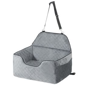 Dog Car Seat, Dog Booster Seat for Car with A Storage Pocket, Pet Car Seat with Clip-On Safety Leash, Sponge Filling (Placement & Appearance: Rear Row & Cuboid, Max Load Capacity: Under 55 lbs)