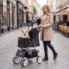 4 Wheel Pet Stroller for Small Dogs Cats up to 33 LBS