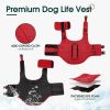 Dog Life Jacket, High Flotation Dog Life Vest for Swimming Boating, Adjustable Small Medium Large Dogs Swim Vest with Rescue Handle and Pocket