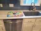 French Bulldog Hippie Dawg Dish Drying Mat Absorbent Dish Drying Mat Pad for Kitchen Counter Dish Drainer Mat for Countertop, 14 x 21", Multicolor