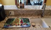 Dachshund and Santa Claus Dish Drying Mat Absorbent Dish Drying Mat Pad for Kitchen Counter Dish Drainer Mat for Countertop, 14 x 21", Multicolor