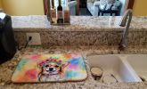 Chihuahua Hippie Dawg Dish Drying Mat Absorbent Dish Drying Mat Pad for Kitchen Counter Dish Drainer Mat for Countertop, 14 x 21", Multicolor
